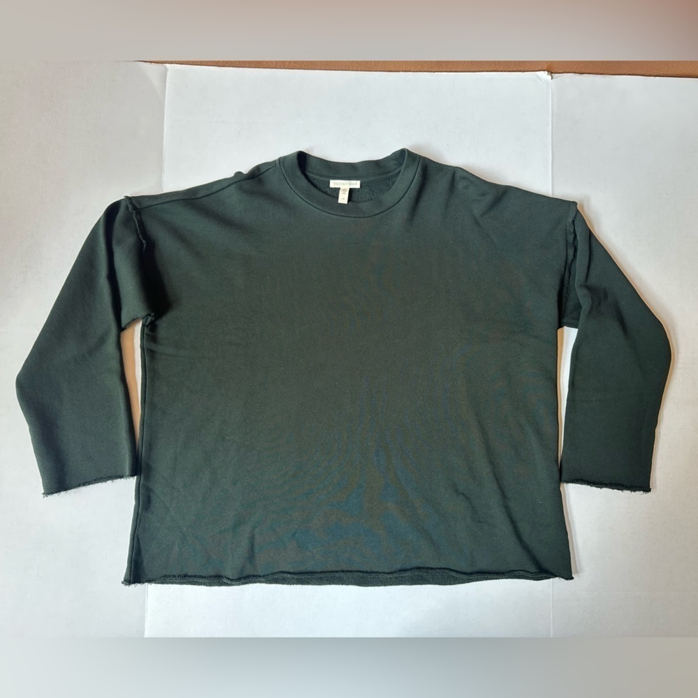 Eileen Fisher Forest Green Crewneck Sweatshirt Size Large New Without Tags! - Picture 8 of 10